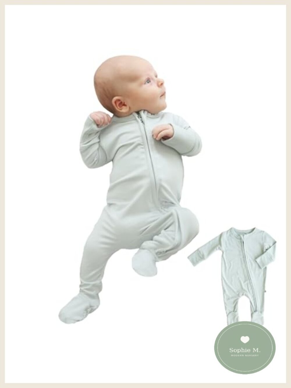 Baby Footie Pajamas Bamboo Viscose Spandex Double Zipper Long Sleeve Newborn